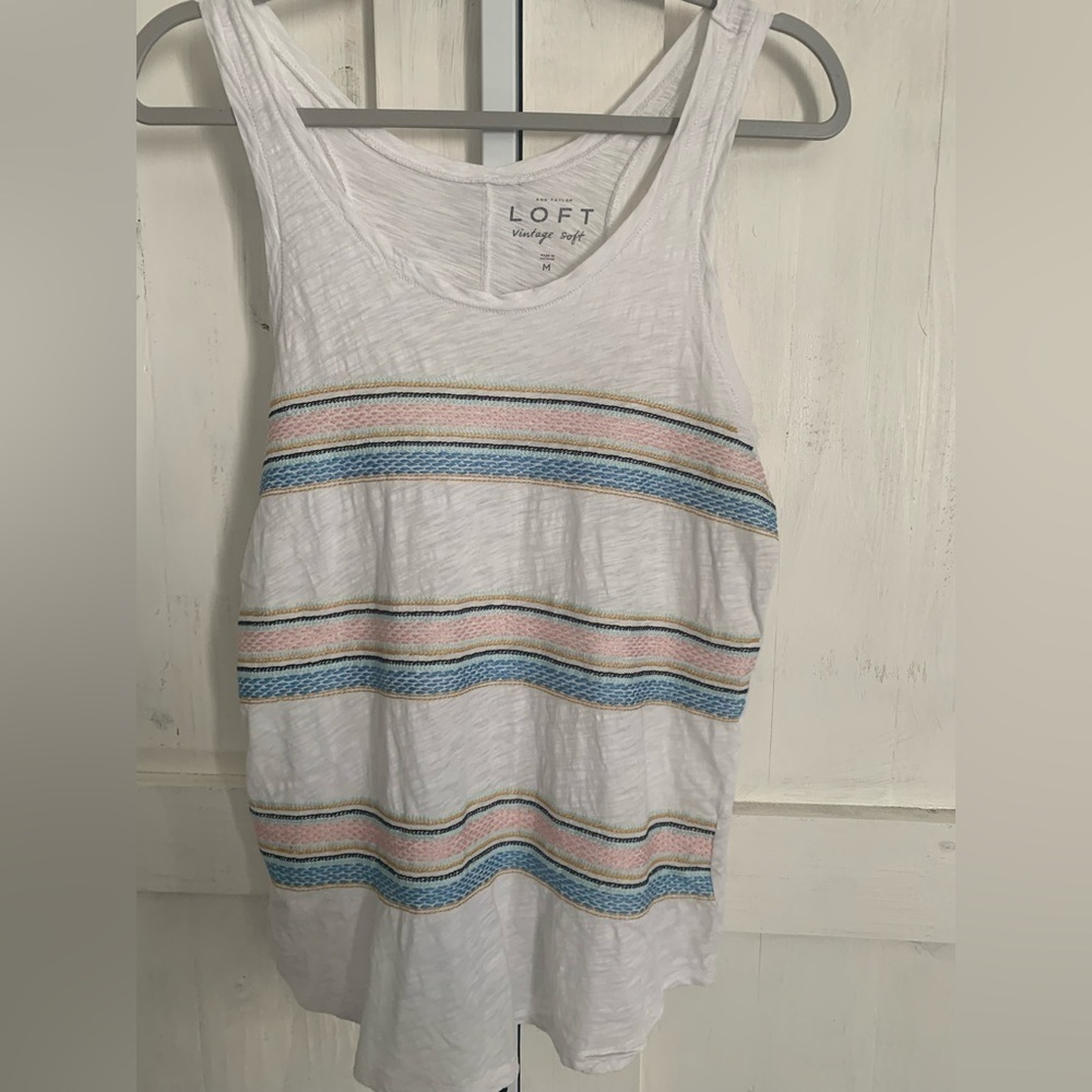 LOFT Vintage Soft Embroidered Tank Sz M